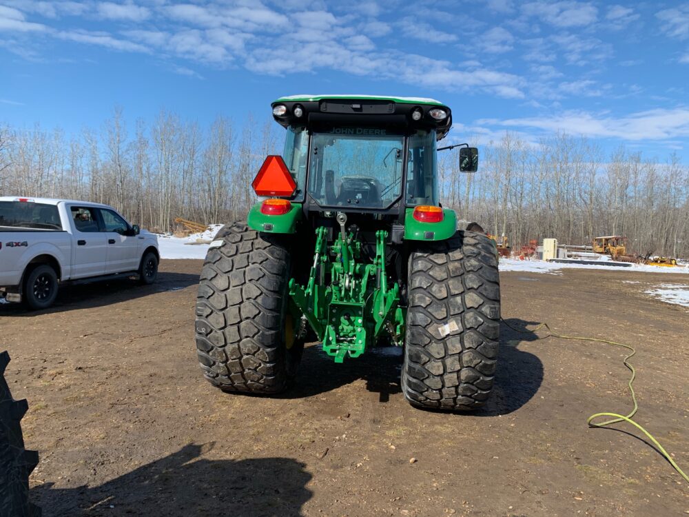 Back wheels of a john deere tractor