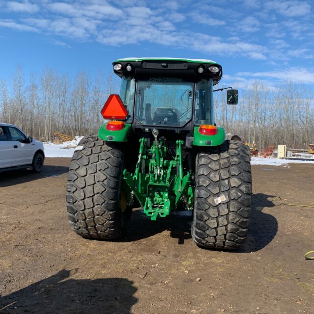 Back wheels of a john deere tractor